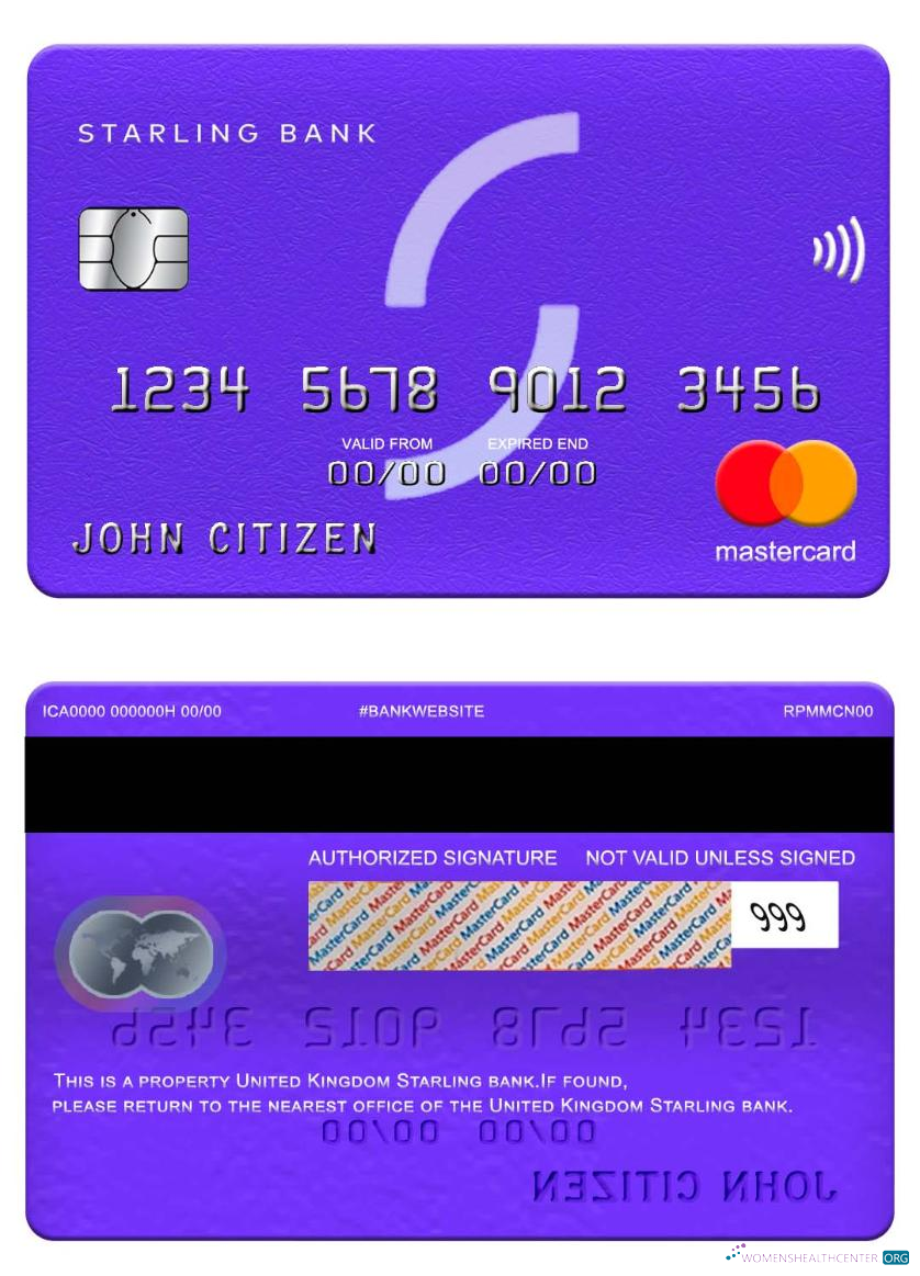 Download United Kingdom Starling bank mastercard Photoshop template